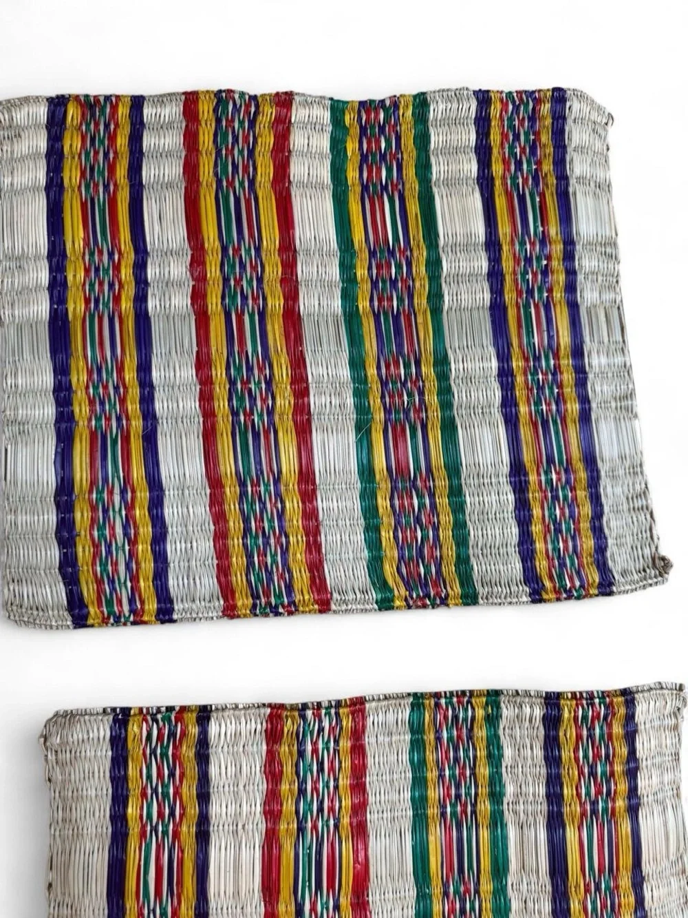Vintage Woven Straw Placemats Set of 4 Boho Southwestern Table Decor